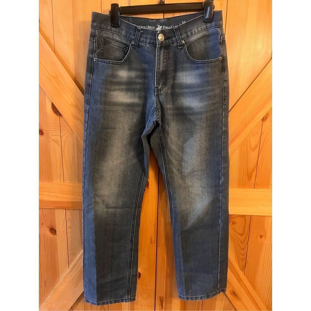 Beverly Hills Polo Club Jeans Men 30x30 Blue Straight Distressed (1036)